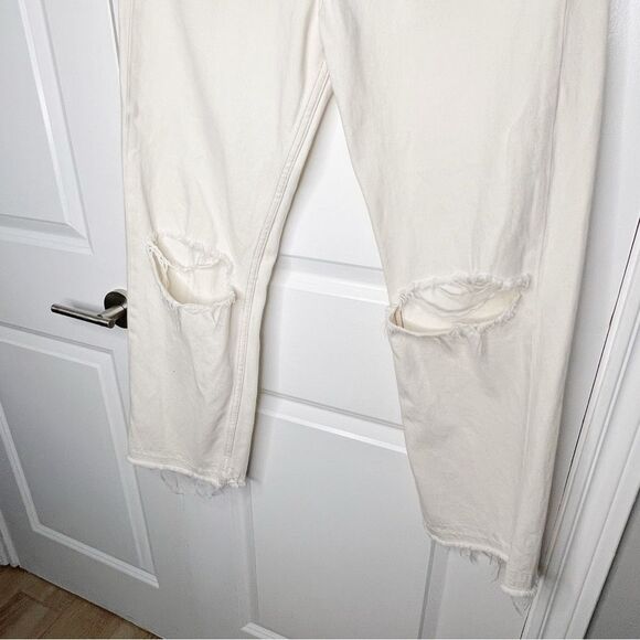 Rag & Bone Maya High-Rise Straight Jeans - Ecru with holes Distressed Size 27 - Picture 8 of 12